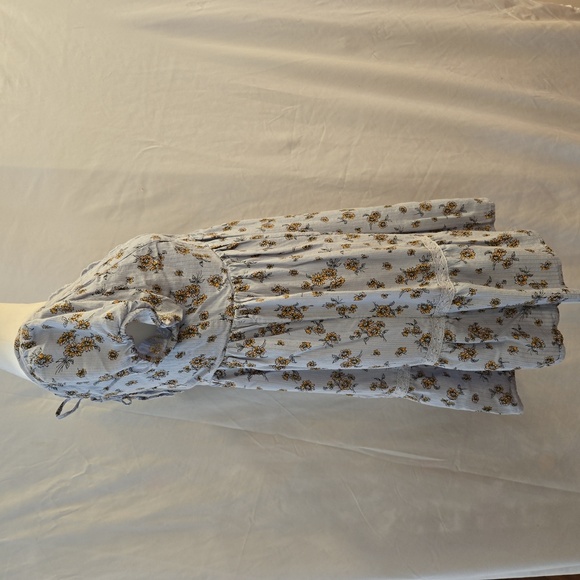 Urban Outfitters Peasant Floral Lace-Trimmed Mini Dress Blue Size Small - Picture 4 of 11